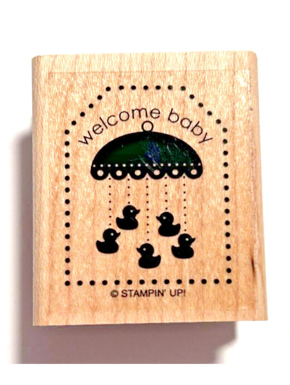 Stampin Up Welcome Baby Wood Mounted Rubber Stamp (Used)